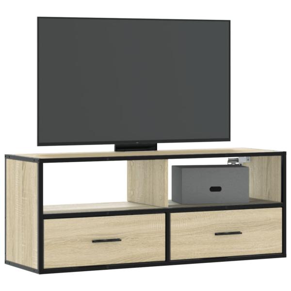 ARDEBO.de - TV-Schrank Sonoma-Eiche 100x31x39,5 cm Holzwerkstoff und Metall