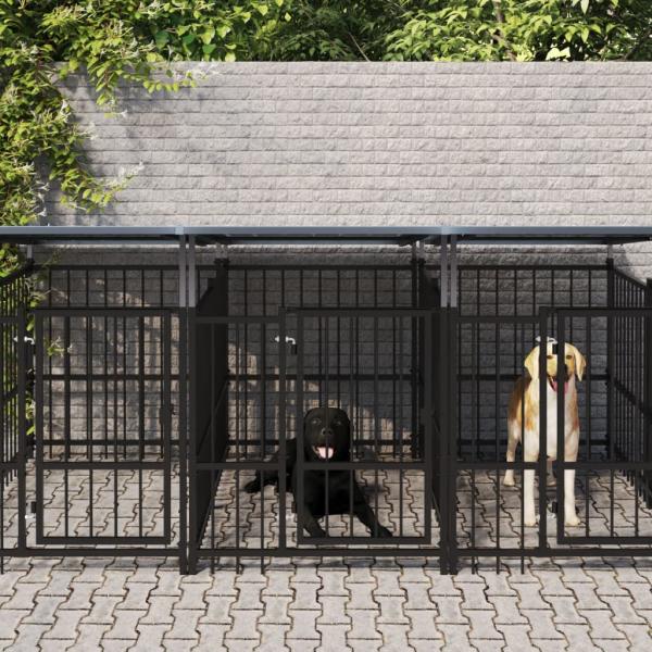 ARDEBO.de - Outdoor-Hundezwinger mit Dach Stahl 5,63 m²