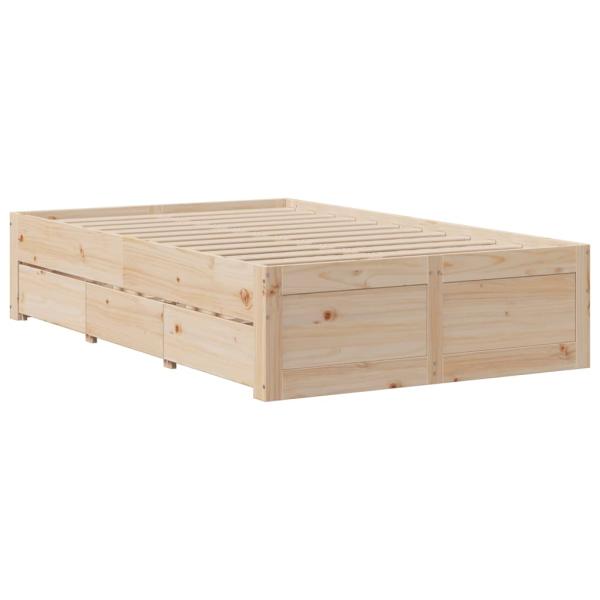 Massivholzbett ohne Matratze mit Schubladen 135x190 cm