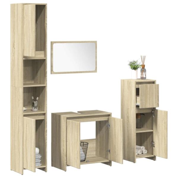 ARDEBO.de - 4-tlg. Badmöbel-Set Sonoma-Eiche Holzwerkstoff