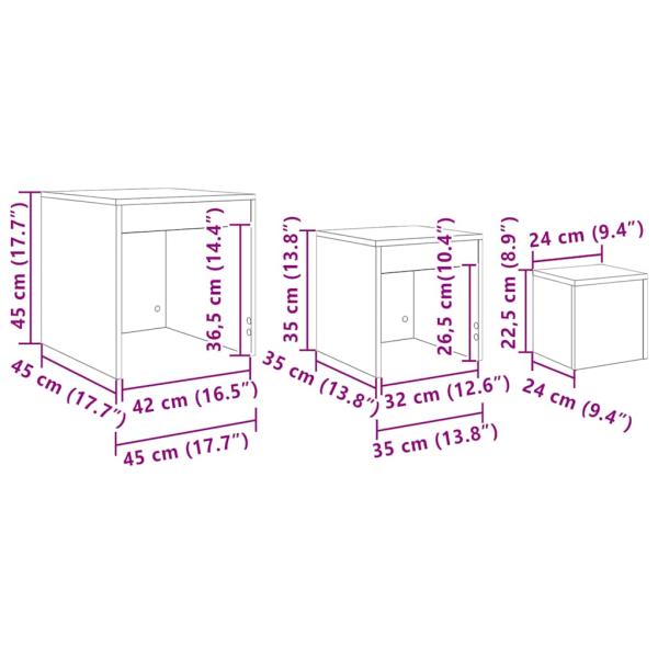 Satztische 3 Stk. Altholz-Optik Holzwerkstoff
