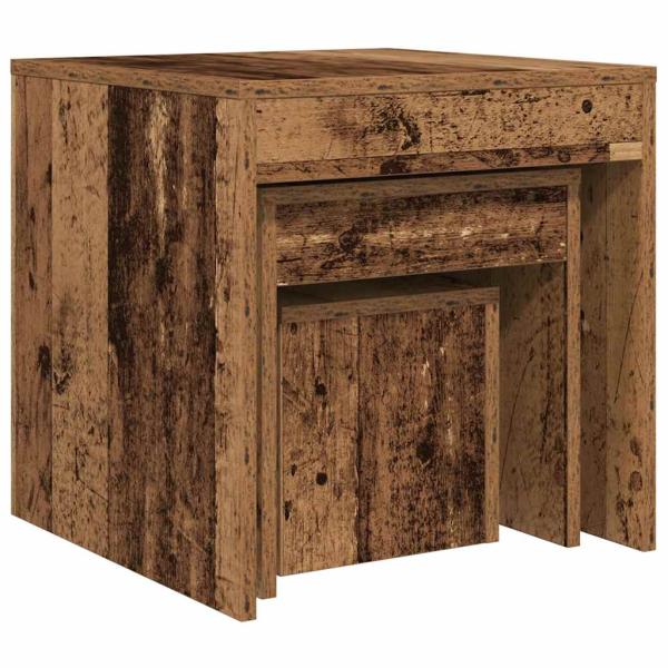 Satztische 3 Stk. Altholz-Optik Holzwerkstoff