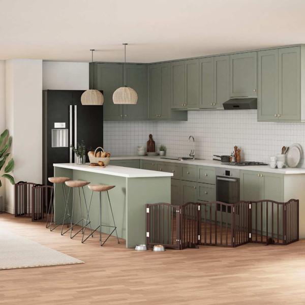 ARDEBO.de - 12-tlg. Hundetor mit Tür Faltbar Braun 600 cm Pappelholz