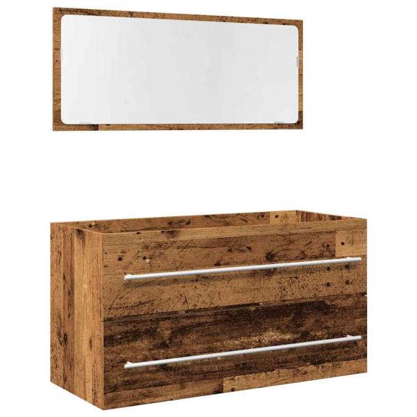 ARDEBO.de - 2-tlg. Badmöbel-Set Altholz-Optik Holzwerkstoff