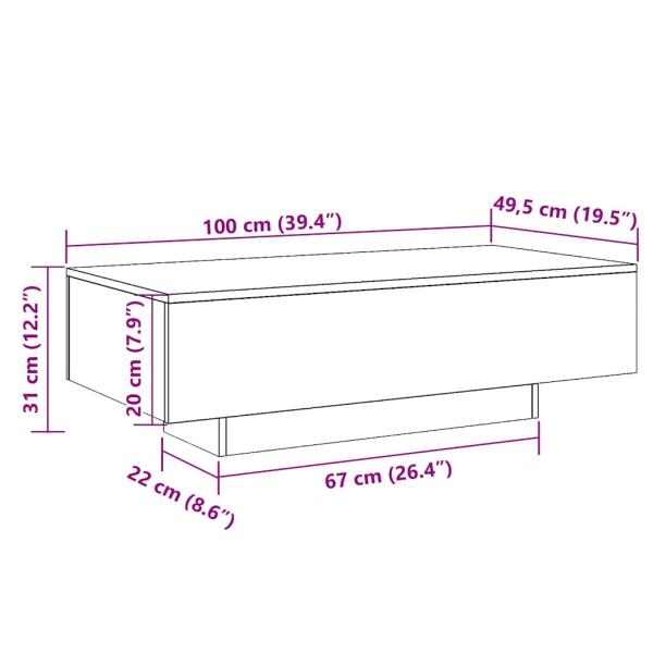 Couchtisch Artisan-Eiche 100x49,5x31 cm Holzwerkstoff