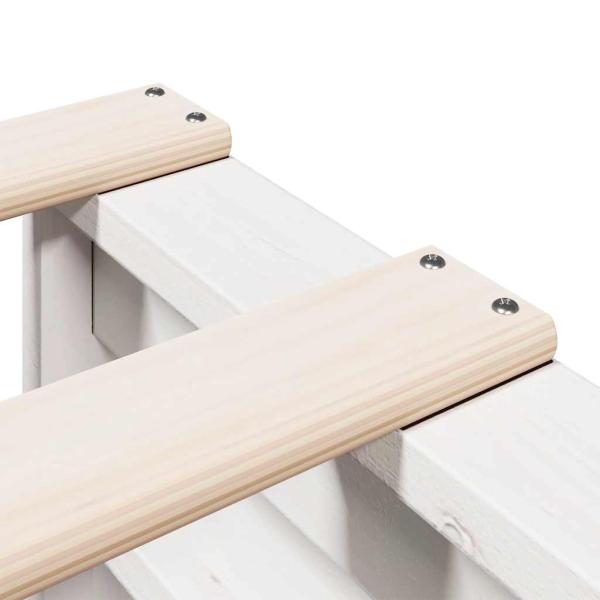 Massivholzbett mit Regal ohne Matratze Weiß 140x190 cm Kiefer