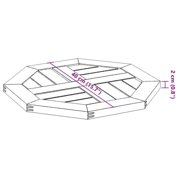ARDEBO.de - Tischplatte 40x40x2 cm Achteckig Massivholz Akazie