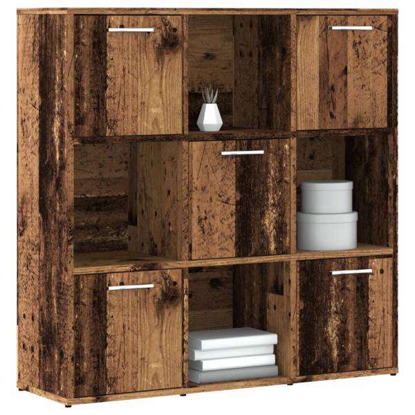 ARDEBO.de - Bücherregal Altholz-Optik 90x28x90 cm Holzwerkstoff