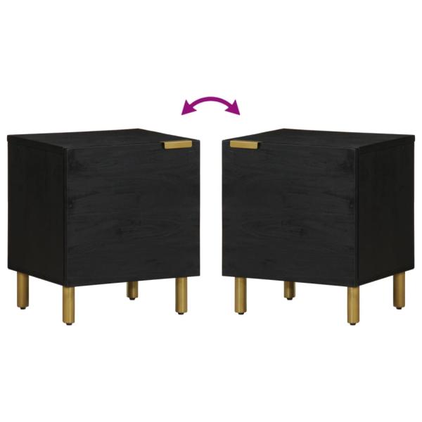 Nachttisch Schwarz 40x33x46 cm Massivholz Mango