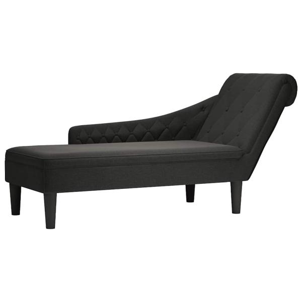 ARDEBO.de - Chaiselongue mit Kissen und Rechter Armlehne Schwarz Stoff