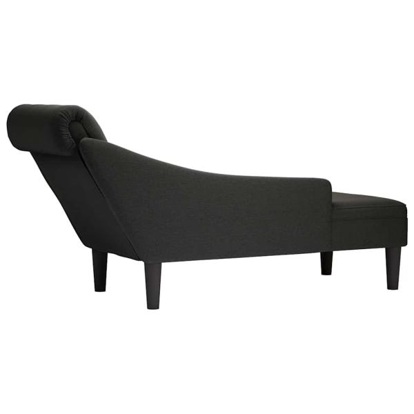 Chaiselongue mit Kissen und Rechter Armlehne Schwarz Stoff