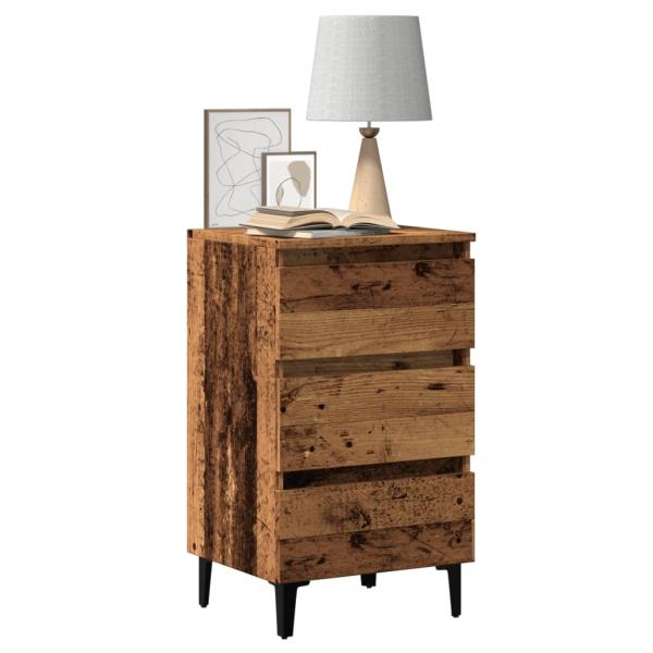 ARDEBO.de - Nachttisch mit Metallbeinen Altholz-Optik 40x35x69 cm