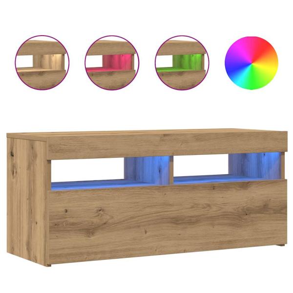 TV-Schrank mit LED-Leuchten Artisan-Eiche 90x35x40 cm