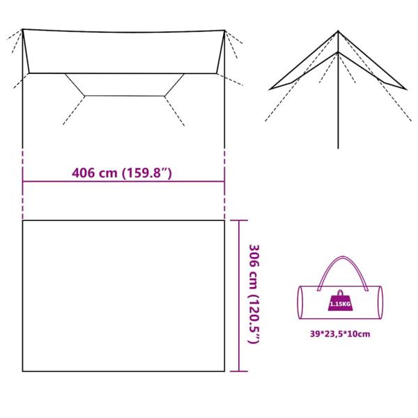 Tarp Braun 406x306 cm Wasserdicht