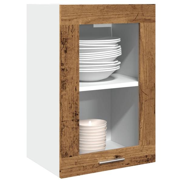 ARDEBO.de - Hängeschrank Glas Altholz-Optik 40x31x60 cm Holzwerkstoff