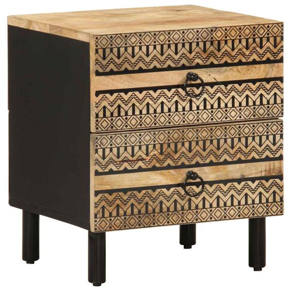 ARDEBO.de - Nachttisch Schwarz 40x33,5x46 cm Raues Mangoholz