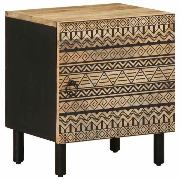 ARDEBO.de - Nachttisch Schwarz 40x33,5x46 cm Raues Mangoholz