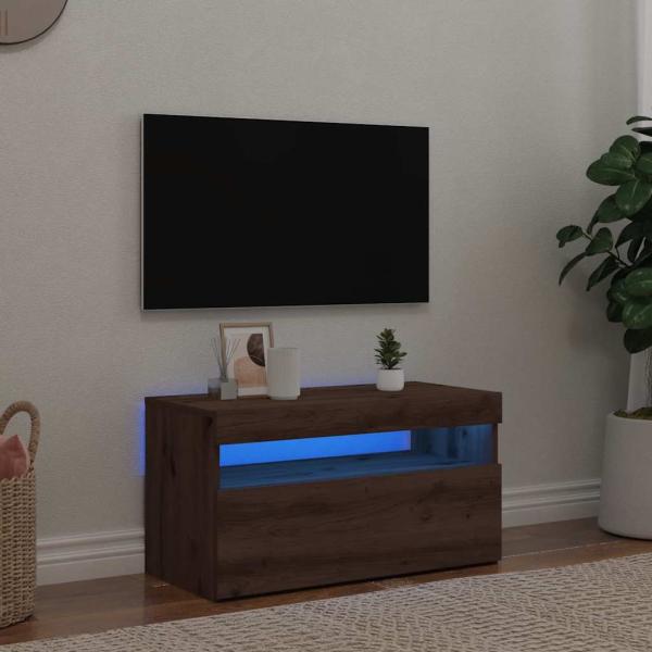 ARDEBO.de - TV-Schrank mit LED-Leuchten Artisan-Eiche 75x35x40 cm