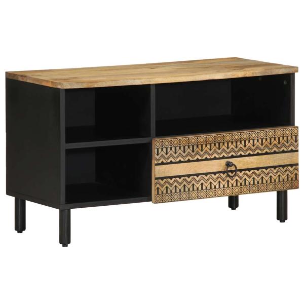 ARDEBO.de - TV-Schrank Schwarz 80x33,5x46 cm Raues Mangoholz