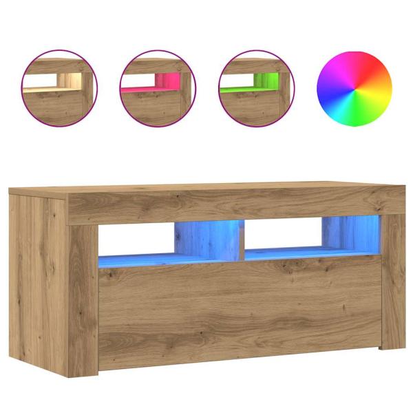 TV-Schrank mit LED-Leuchten Artisan-Eiche 90x35x40 cm