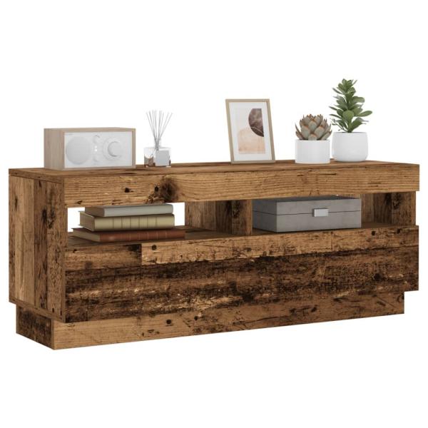 ARDEBO.de - TV-Schrank mit LED-Leuchten Altholz-Optik 100x35x40 cm