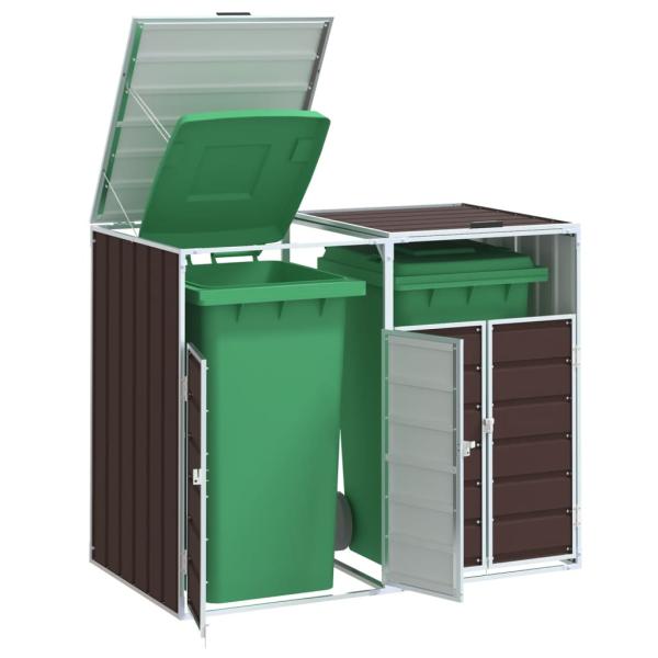 ARDEBO.de - Mülltonnenbox für 2 Tonnen Braun 144x81x113 cm Stahl