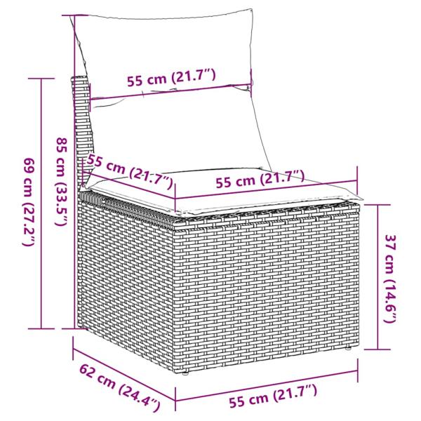 6-tlg. Garten-Sofagarnitur mit Kissen Schwarz Poly Rattan