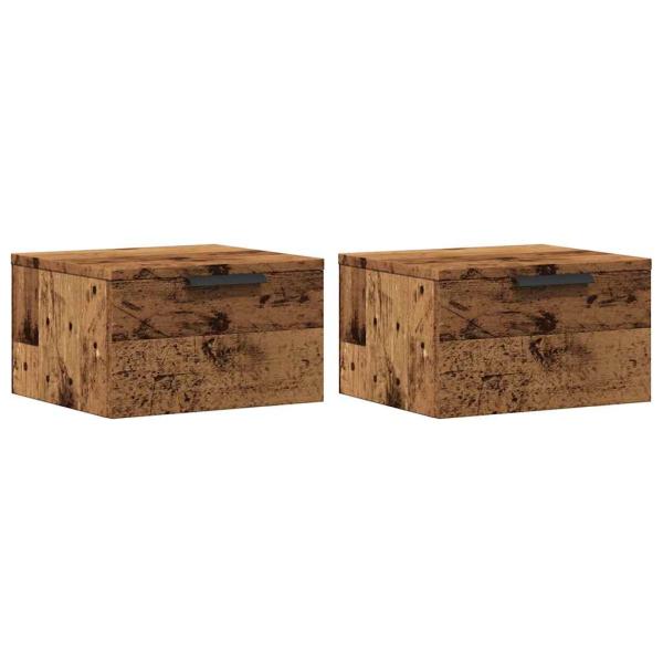 ARDEBO.de - Wand-Nachttische 2 Stk. Altholz-Optik 34x30x20 cm