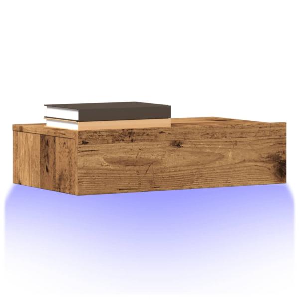 ARDEBO.de - TV-Schrank mit LED-Leuchten Altholz-Optik 60x35x15,5 cm