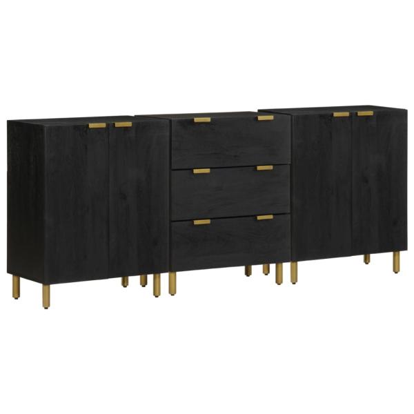 ARDEBO.de - 3-tlg. Sideboards Schwarz Holzwerkstoff