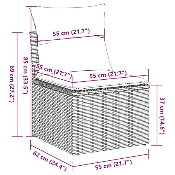 5-tlg. Garten-Sofagarnitur mit Kissen Grau Poly Rattan