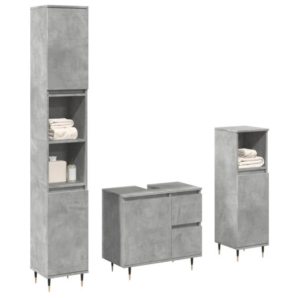 ARDEBO.de - 3-tlg. Badmöbel-Set Betongrau Holzwerkstoff