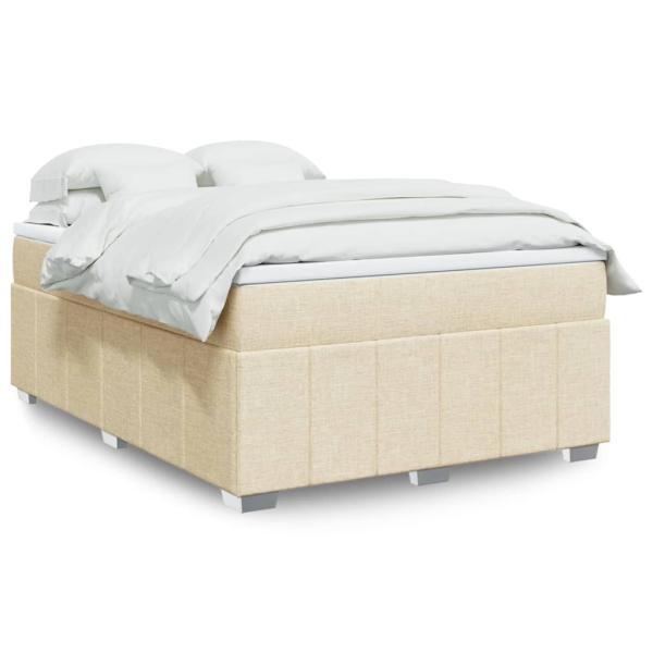ARDEBO.de - Boxspringbett mit Matratze Creme 160x200 cm Stoff