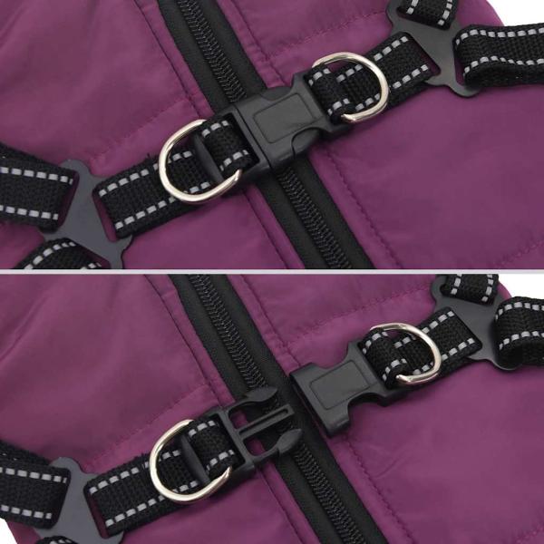 Hundemantel mit Geschirr Wasserdicht Reflektierend Lila 2XL