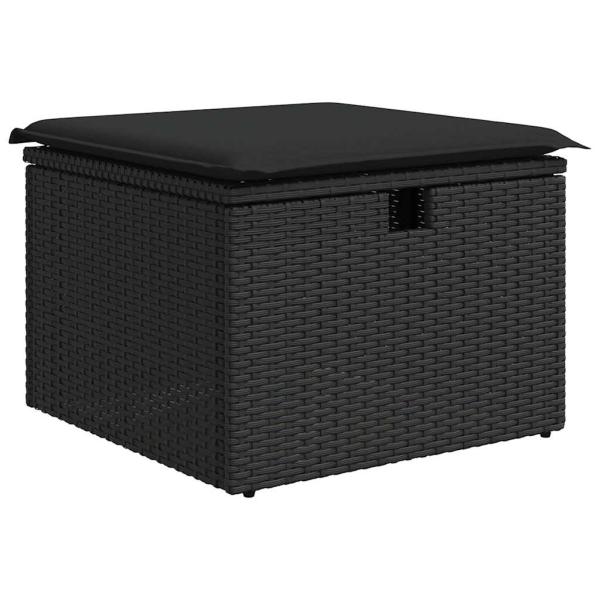 ARDEBO.de - 8-tlg. Garten-Sofagarnitur mit Kissen Schwarz Poly Rattan