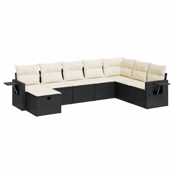 ARDEBO.de - 8-tlg. Garten-Sofagarnitur mit Kissen Schwarz Poly Rattan