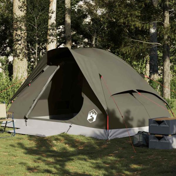 ARDEBO.de - Kuppel-Campingzelt 4 Personen Braun Wasserdicht