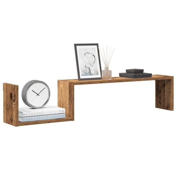 ARDEBO.de - Wandregale 2 Stk. Altholz-Optik 100x15x20 cm Holzwerkstoff