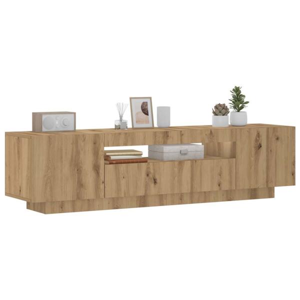 ARDEBO.de - TV-Schrank mit LED-Leuchten Artisan-Eiche 160x35x40 cm