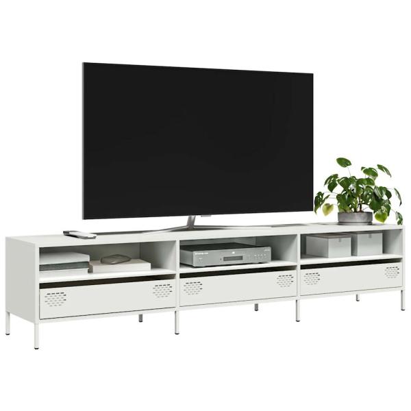 ARDEBO.de - TV-Schrank Weiß 202x39x43,5 cm Kaltgewalzter Stahl
