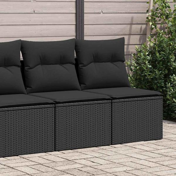 ARDEBO.de - 4-tlg. Garten-Sofagarnitur mit Kissen Schwarz Poly Rattan