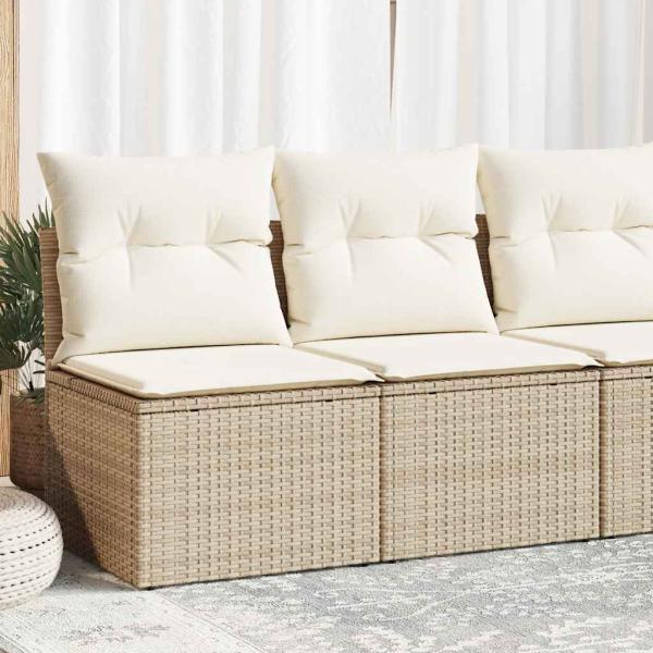 ARDEBO.de - 4-tlg. Garten-Sofagarnitur mit Kissen Beige Poly Rattan Akazie