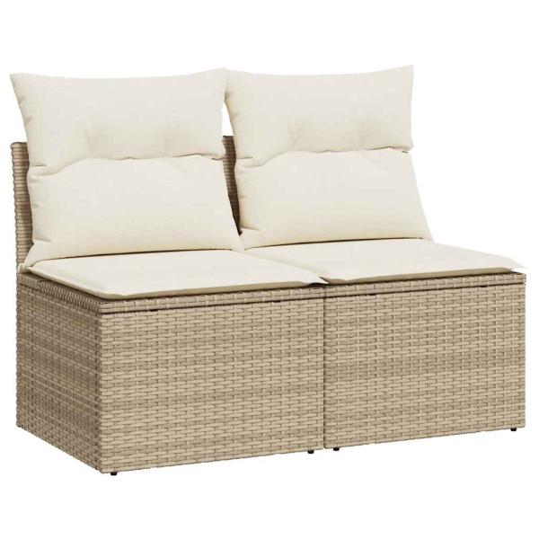4-tlg. Garten-Sofagarnitur mit Kissen Beige Poly Rattan Akazie