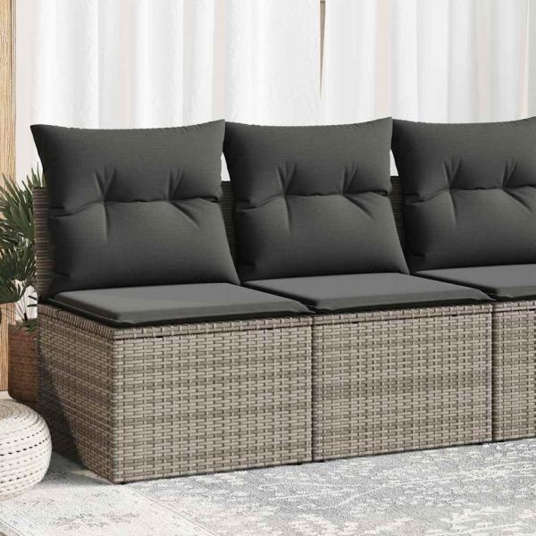 ARDEBO.de - 4-tlg. Garten-Sofagarnitur mit Kissen Grau Poly Rattan Akazie