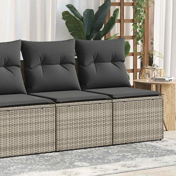 ARDEBO.de - 4-tlg. Garten-Sofagarnitur mit Kissen Hellgrau Poly Rattan