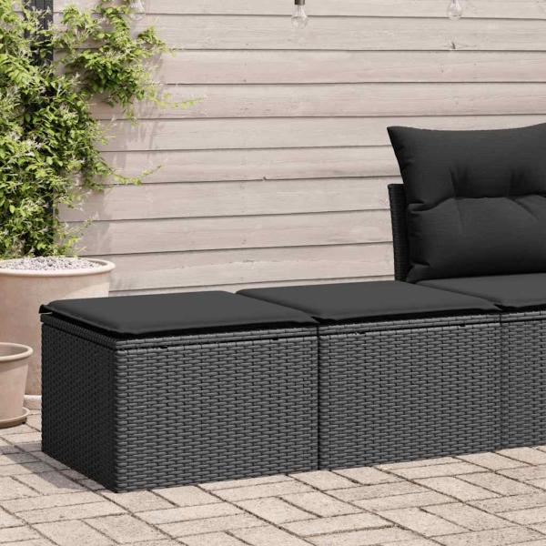ARDEBO.de - 2-tlg. Garten-Sofagarnitur mit Kissen Schwarz Poly Rattan