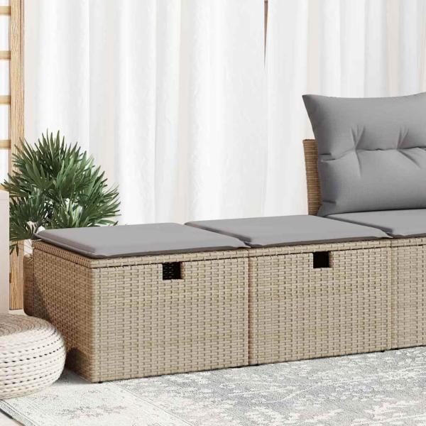 ARDEBO.de - 2-tlg. Garten-Sofagarnitur mit Kissen Beige Poly Rattan Akazie