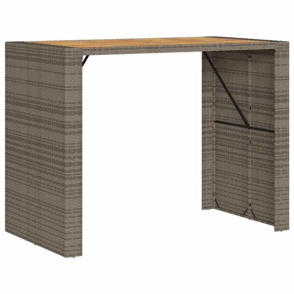 5-tlg. Gartenbar-Set ohne Kissen Grau Poly Rattan Akazie