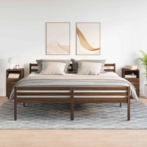 Nachttische 2 Stk. mit 2 Schubladen Braun Eiche 36x36x68 cm