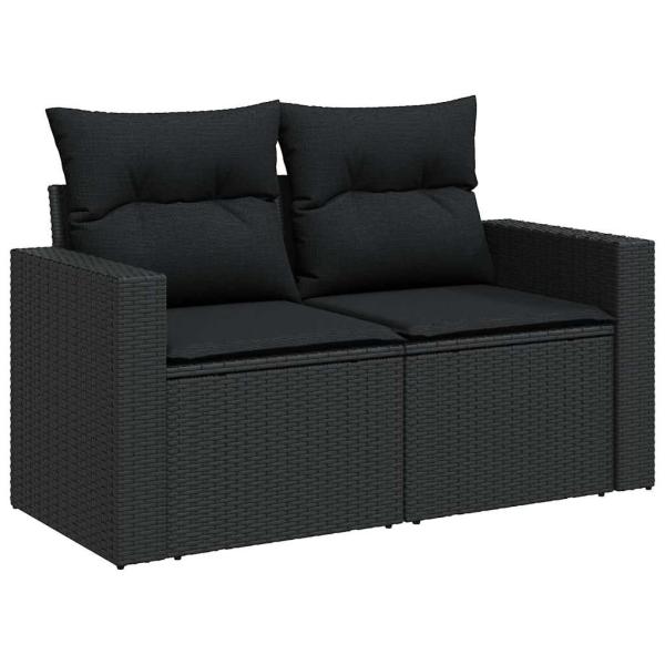 ARDEBO.de - 6-tlg. Garten-Sofagarnitur mit Kissen Schwarz Poly Rattan